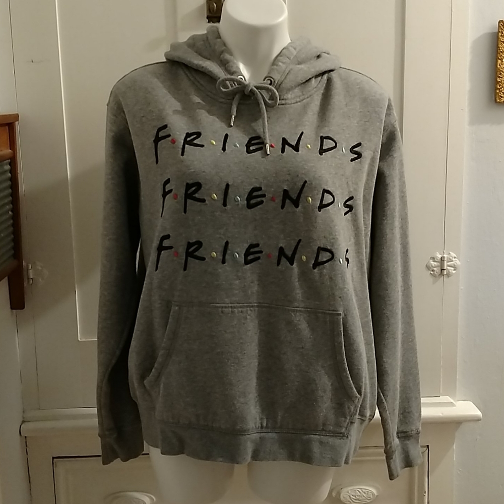 H+M Friends gray hooded sweatshirt Sz XL